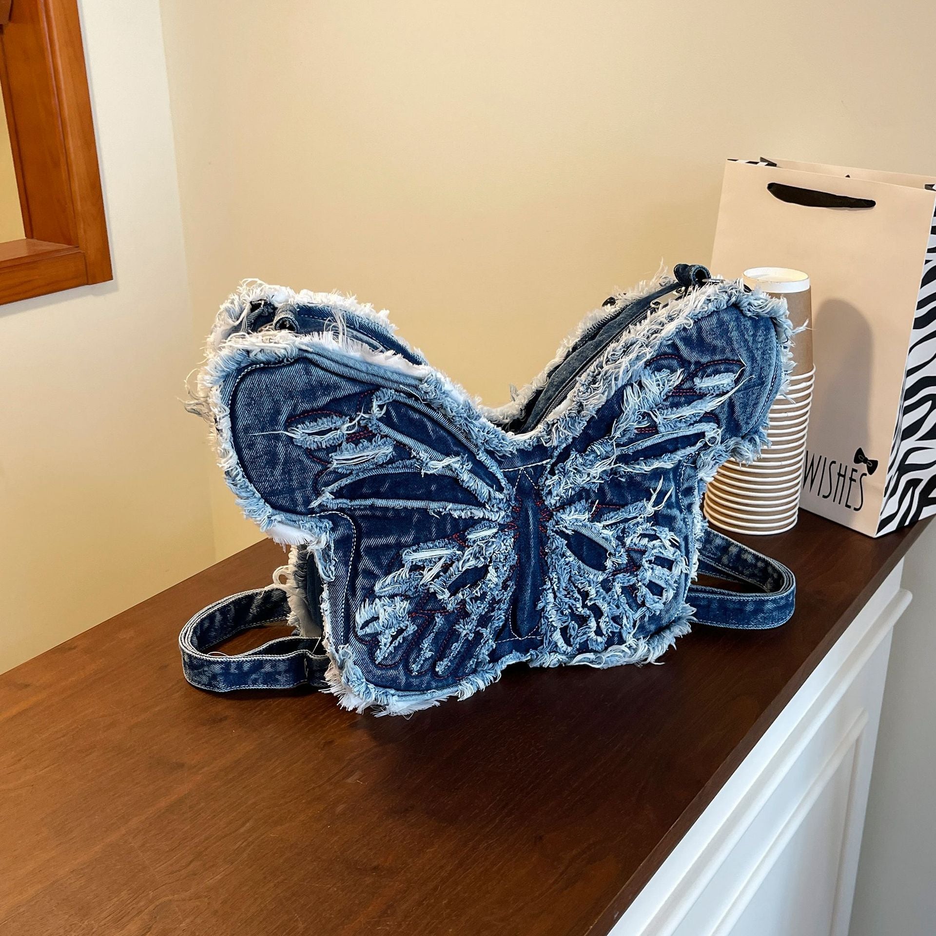Butterfly Denim Shoulder Bag - Spice Girl Style