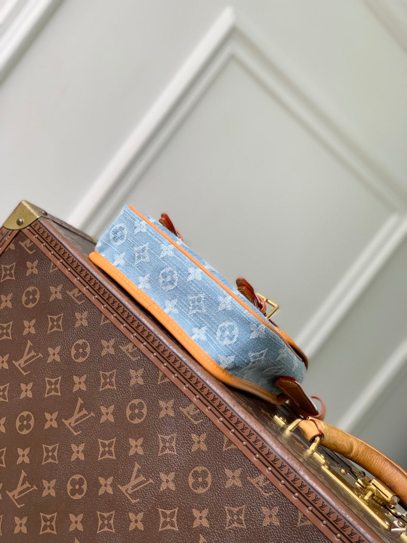 M2A647 Mini Monogram Denim Satchel Crossbody Bag