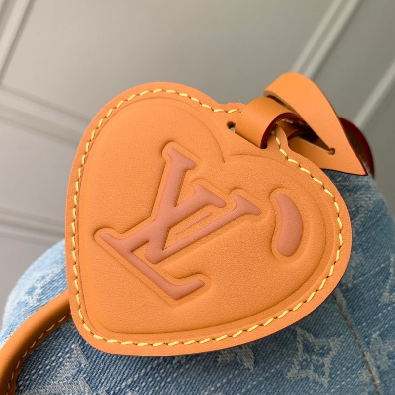 M2A647 Mini Monogram Denim Satchel Crossbody Bag