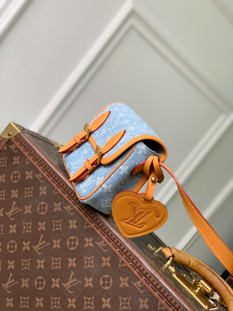 M2A647 Mini Monogram Denim Satchel Crossbody Bag
