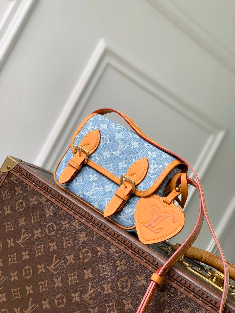 M2A647 Mini Monogram Denim Satchel Crossbody Bag