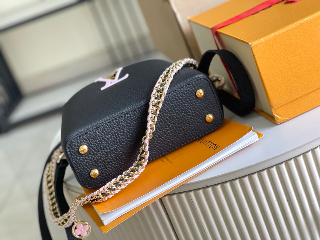 M29438 Capucines Black Mini Leather Top Handle Bag