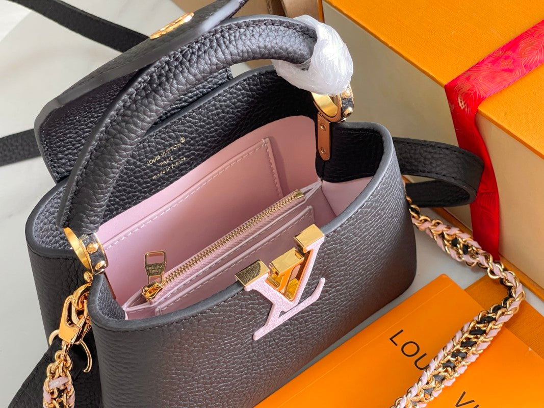 M29438 Capucines Black Mini Leather Top Handle Bag
