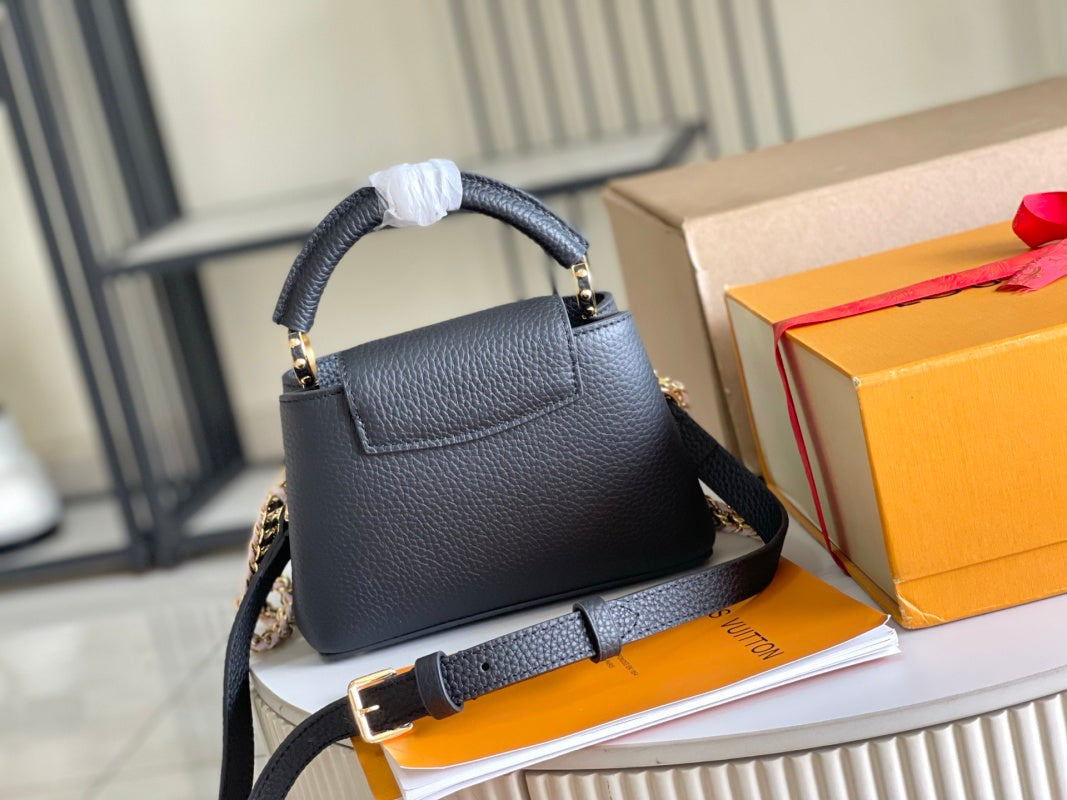 M29438 Capucines Black Mini Leather Top Handle Bag