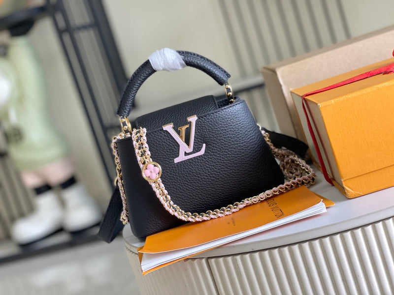 M29438 Capucines Black Mini Leather Top Handle Bag